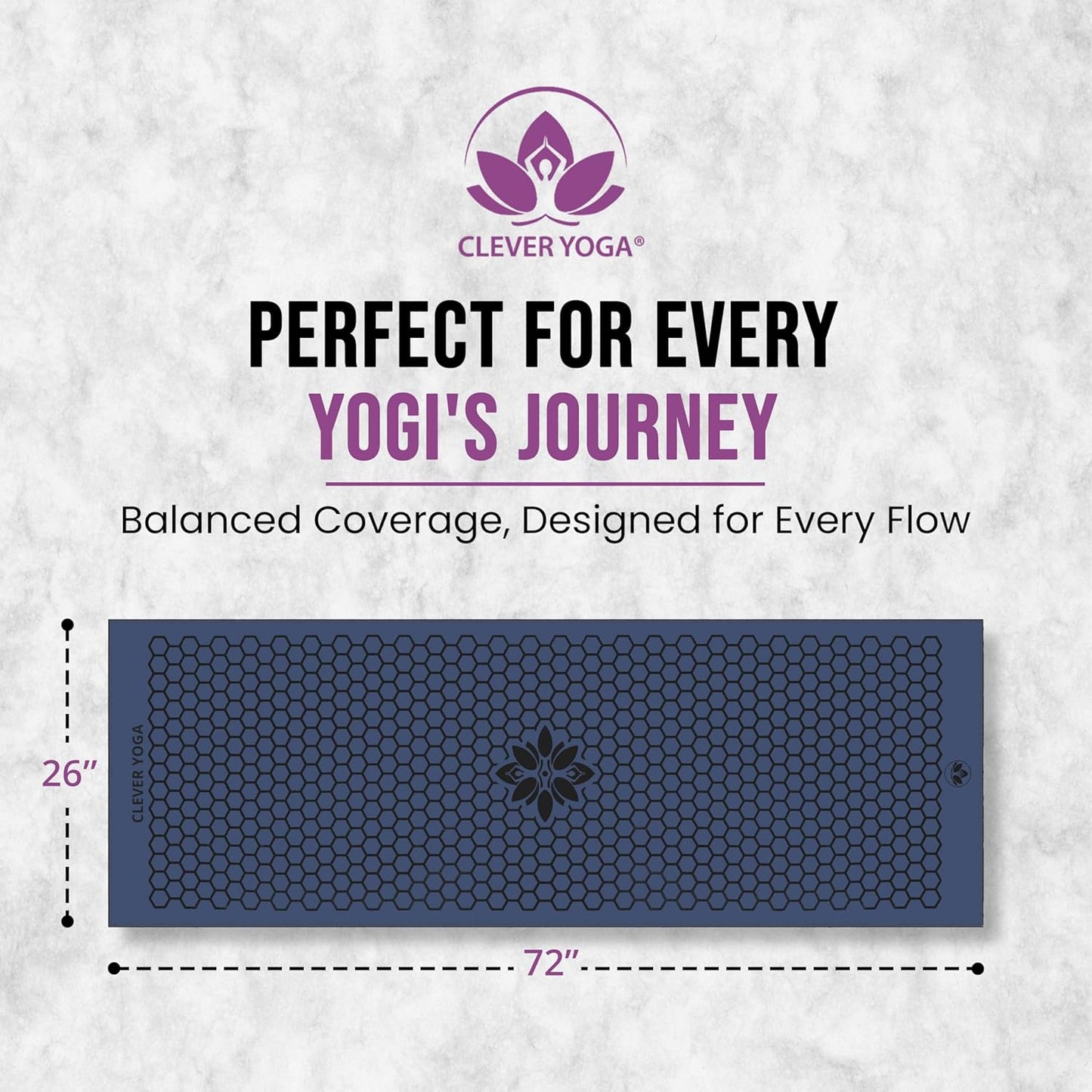 Premium Non-Slip Hot Yoga Mat Towel - Absorbent Honeycomb Silicone Grip, Lightweight and Washable, Perfect for Pilates and Travel - Dark Blue