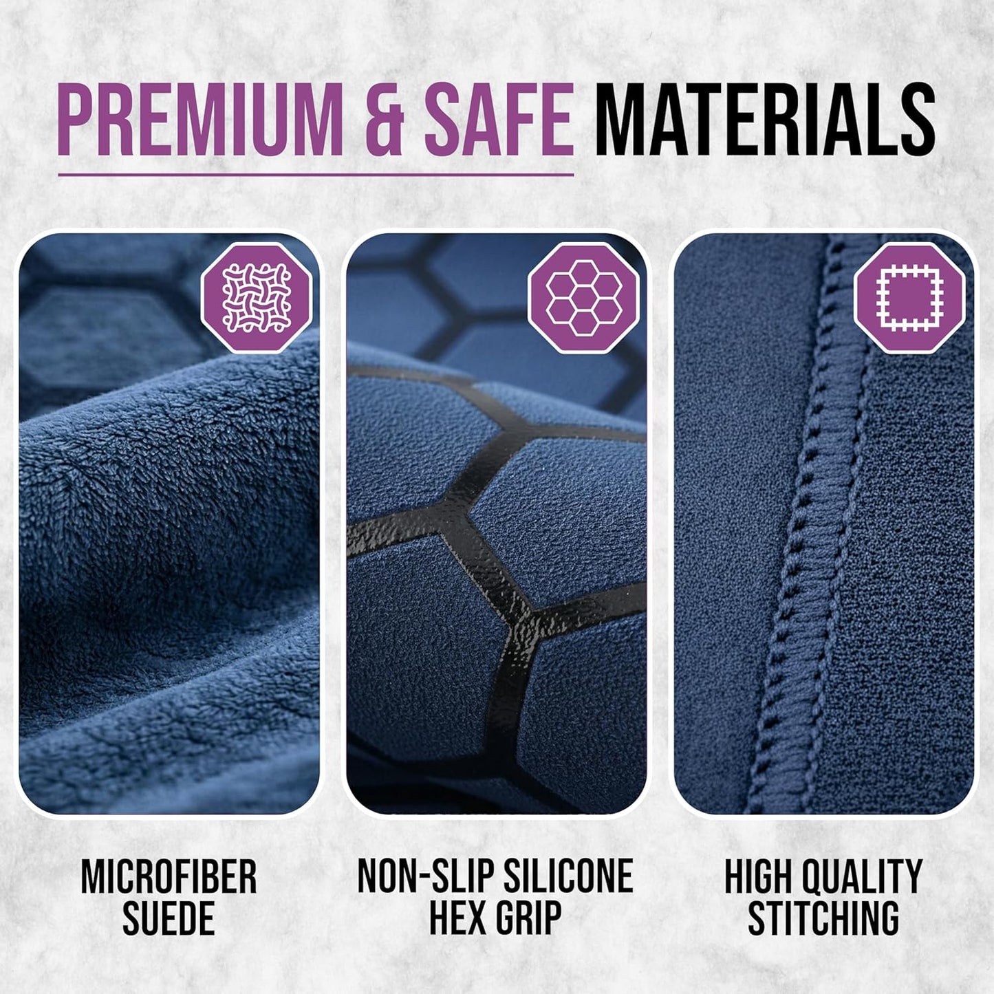Premium Non-Slip Hot Yoga Mat Towel - Absorbent Honeycomb Silicone Grip, Lightweight and Washable, Perfect for Pilates and Travel - Dark Blue